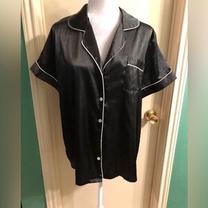 Ekouaer Black Satin Pajama Set